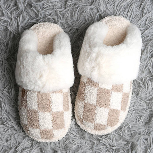 Checkered Faux Fur Luxury Soft Slipper