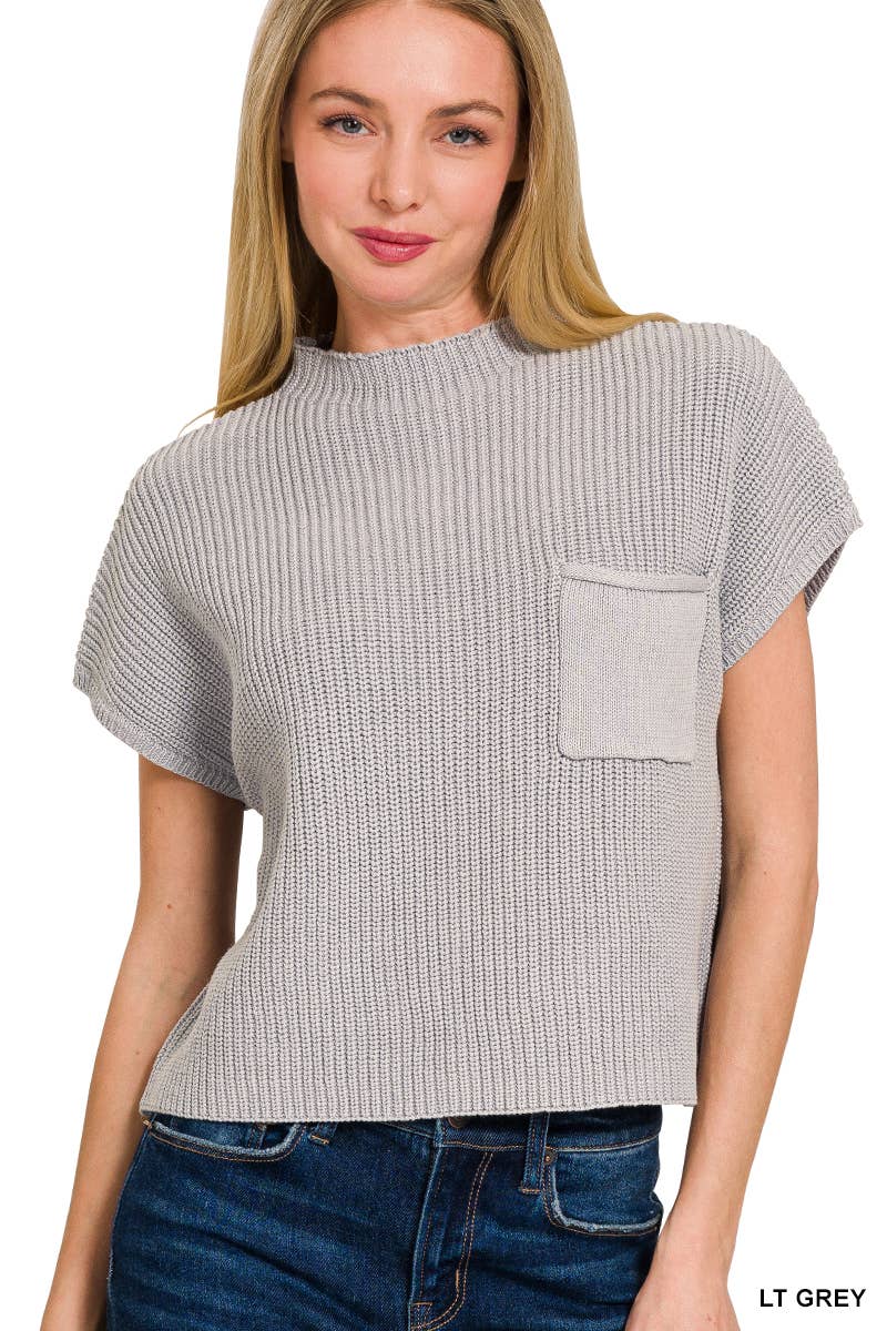 Pnk  Short Sleeve Crop Sweater