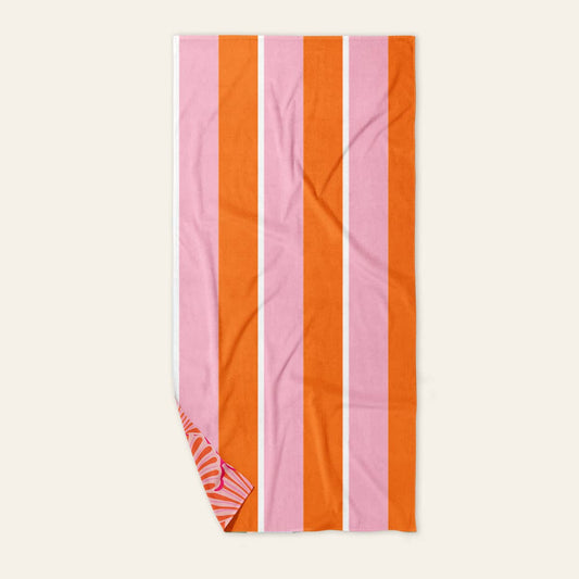 Sicily Stripes Pink & Orange Quick Dry XL Towel