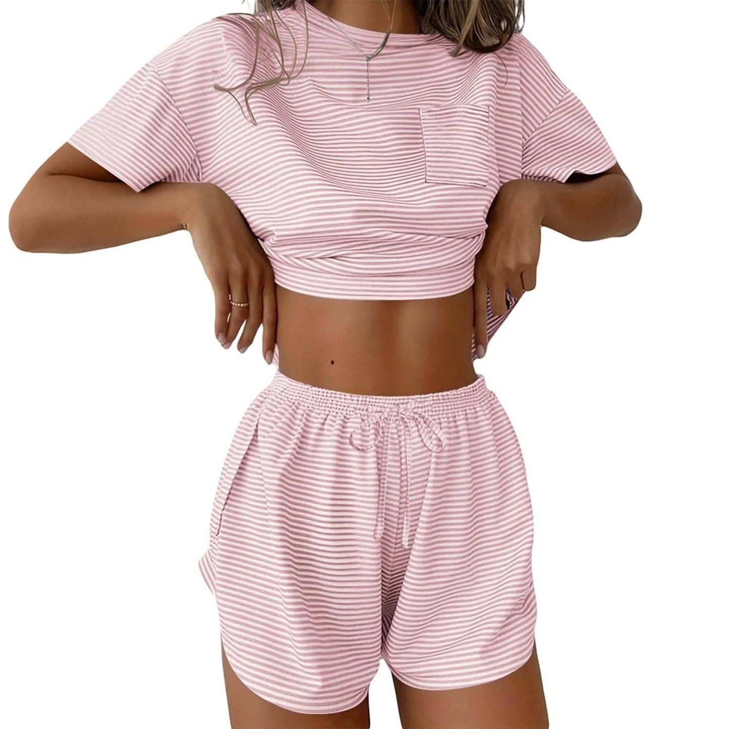 Pink Striped Lounge Set