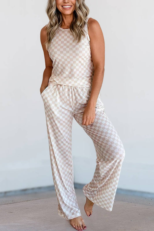 Checkered Tank and Pants Set
