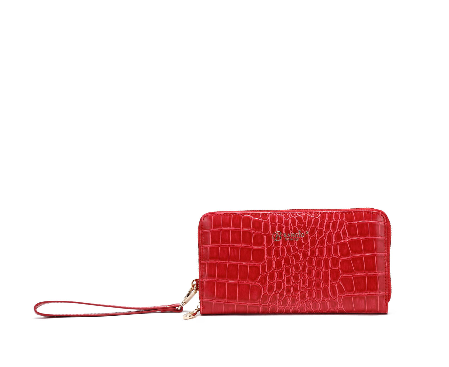 Brangio Italy Croc Luxe Zippered Around Wristlet Wallet