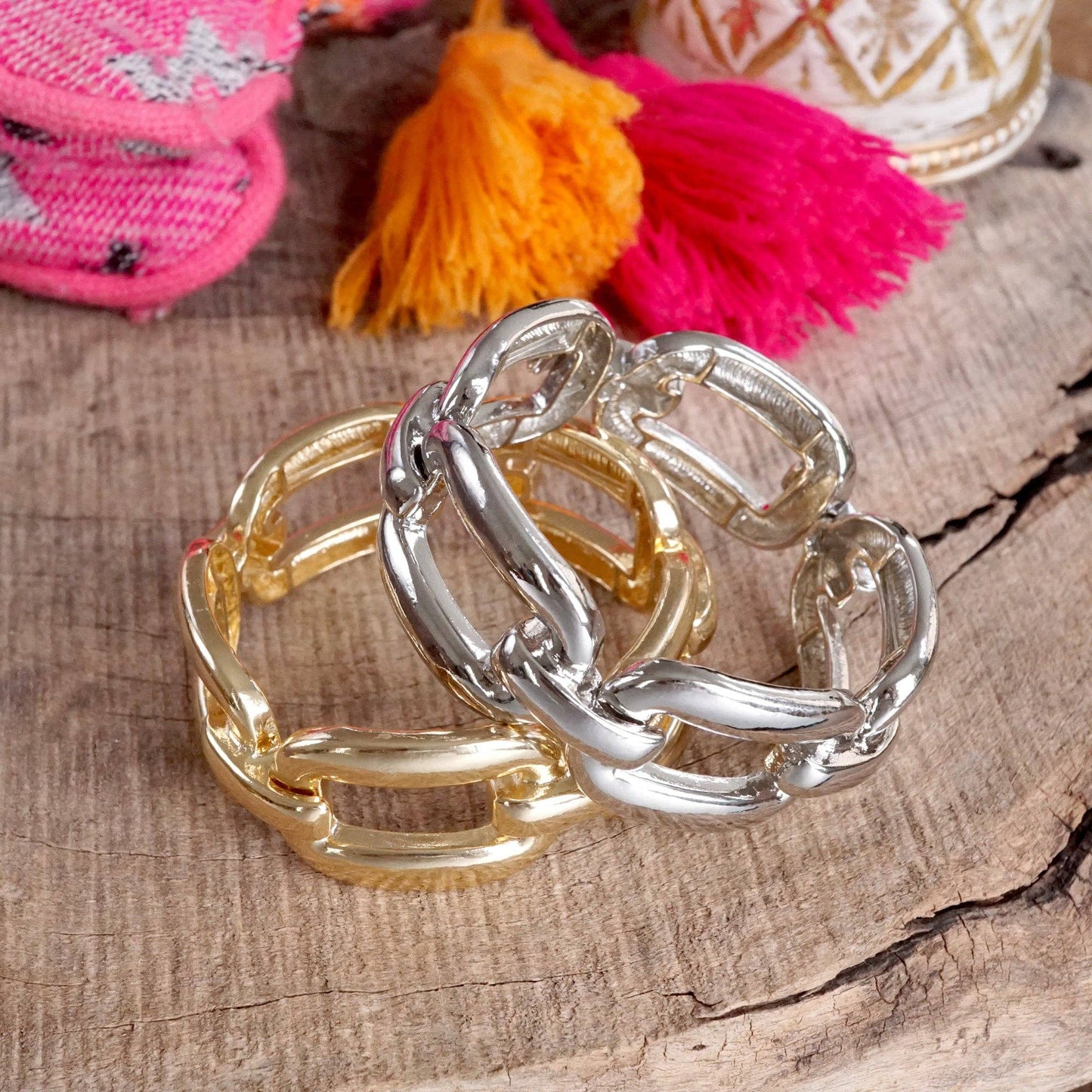 Chunky Chain Statement  Bangle Bracelet in gold