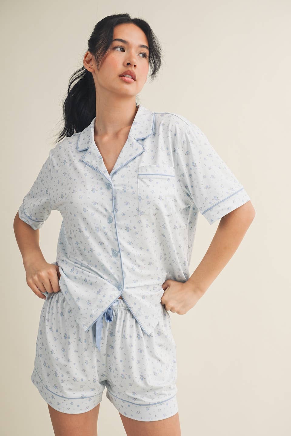 Pink Ditsy Print Pajama Set