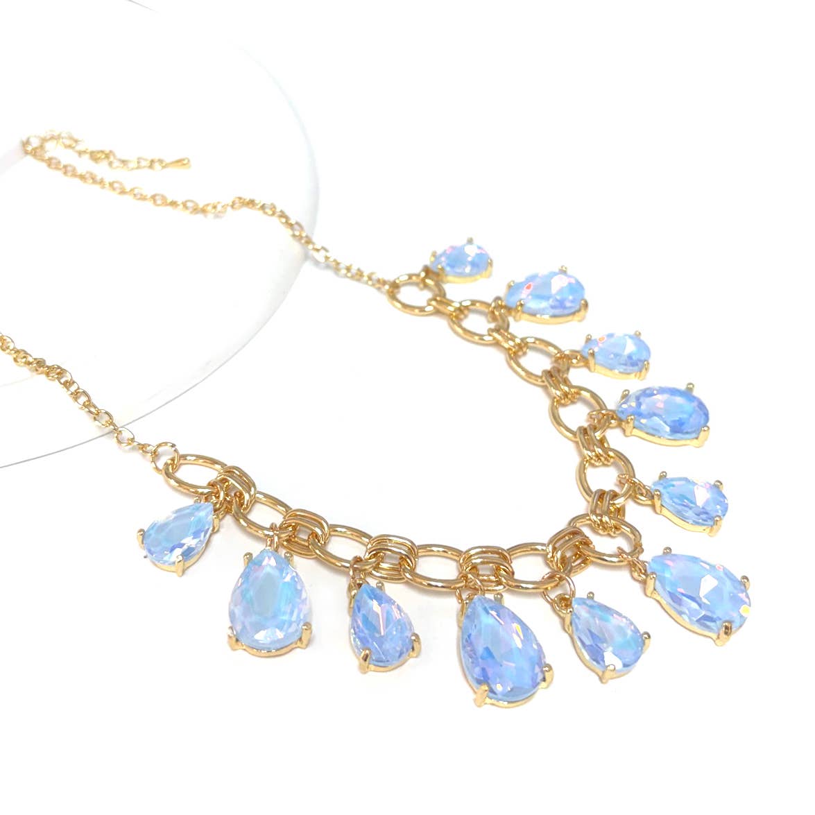 Sparkly Pink Teardrop Crystal Glass Charms Paparazzi Necklace