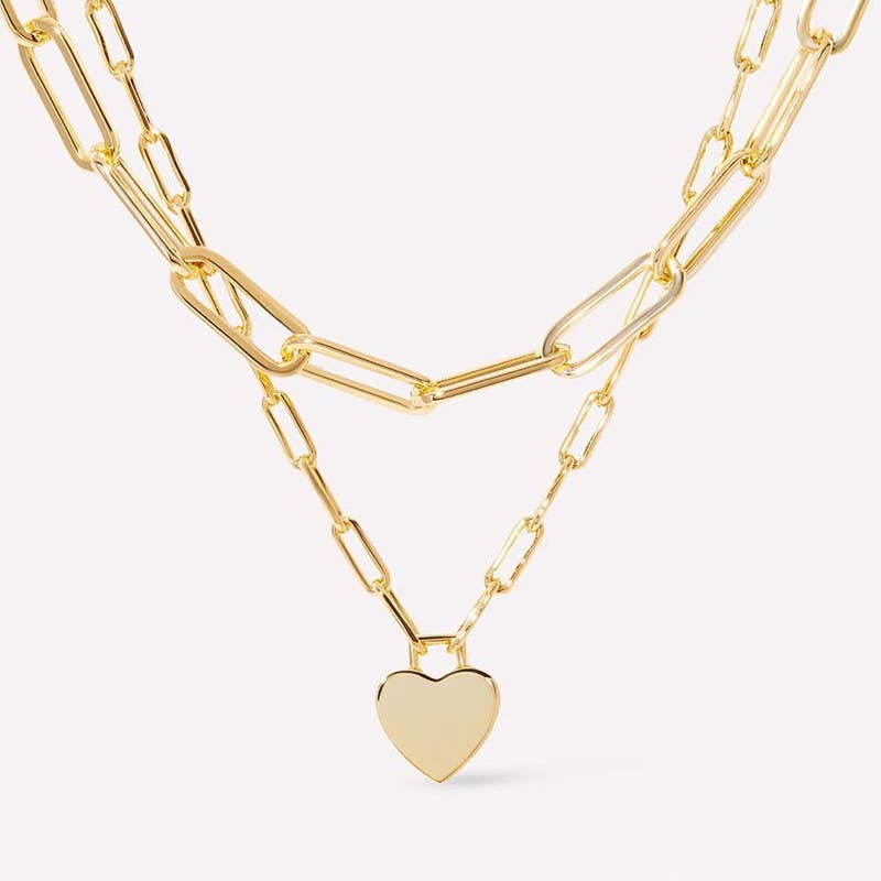 Dainty Heart Layered Gold Dipped Necklace