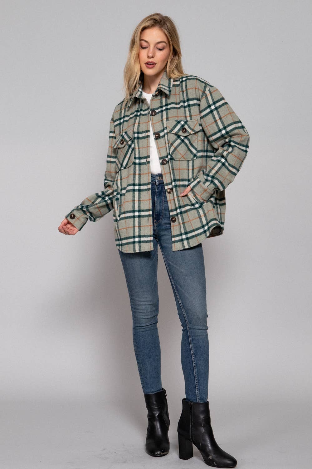 Wool Blend Plaid Jacket