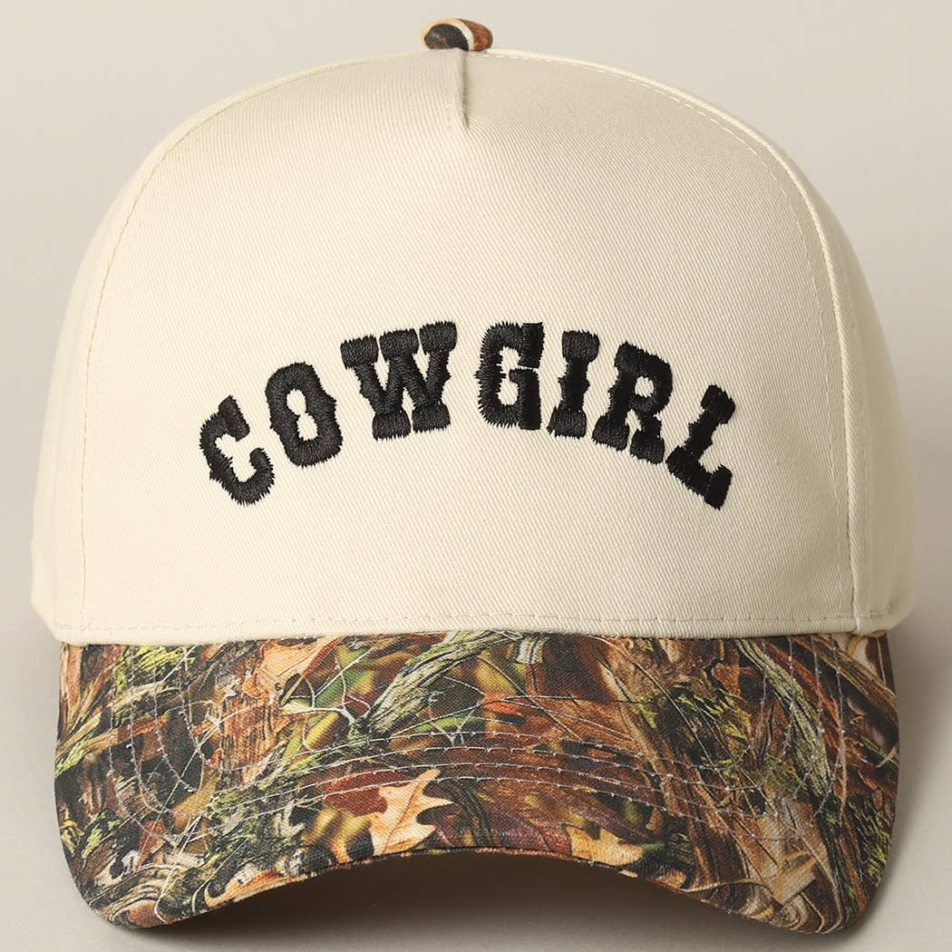 COWGIRL Lettering Embroidery Camo Cap