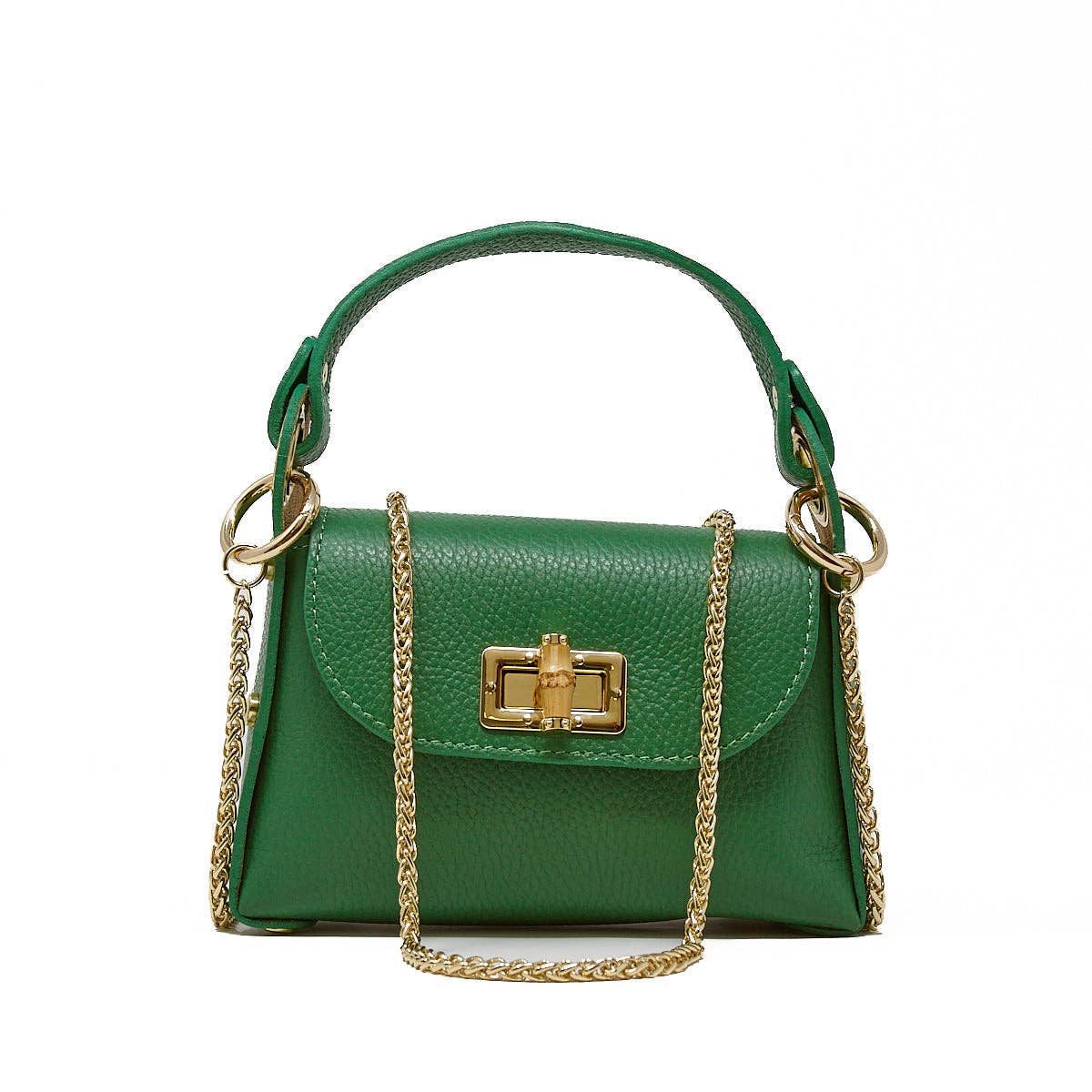 GF1075 GENUINE ITALIAN LEATHER  BAMBOO CLASP, CROSSBODY BAG
