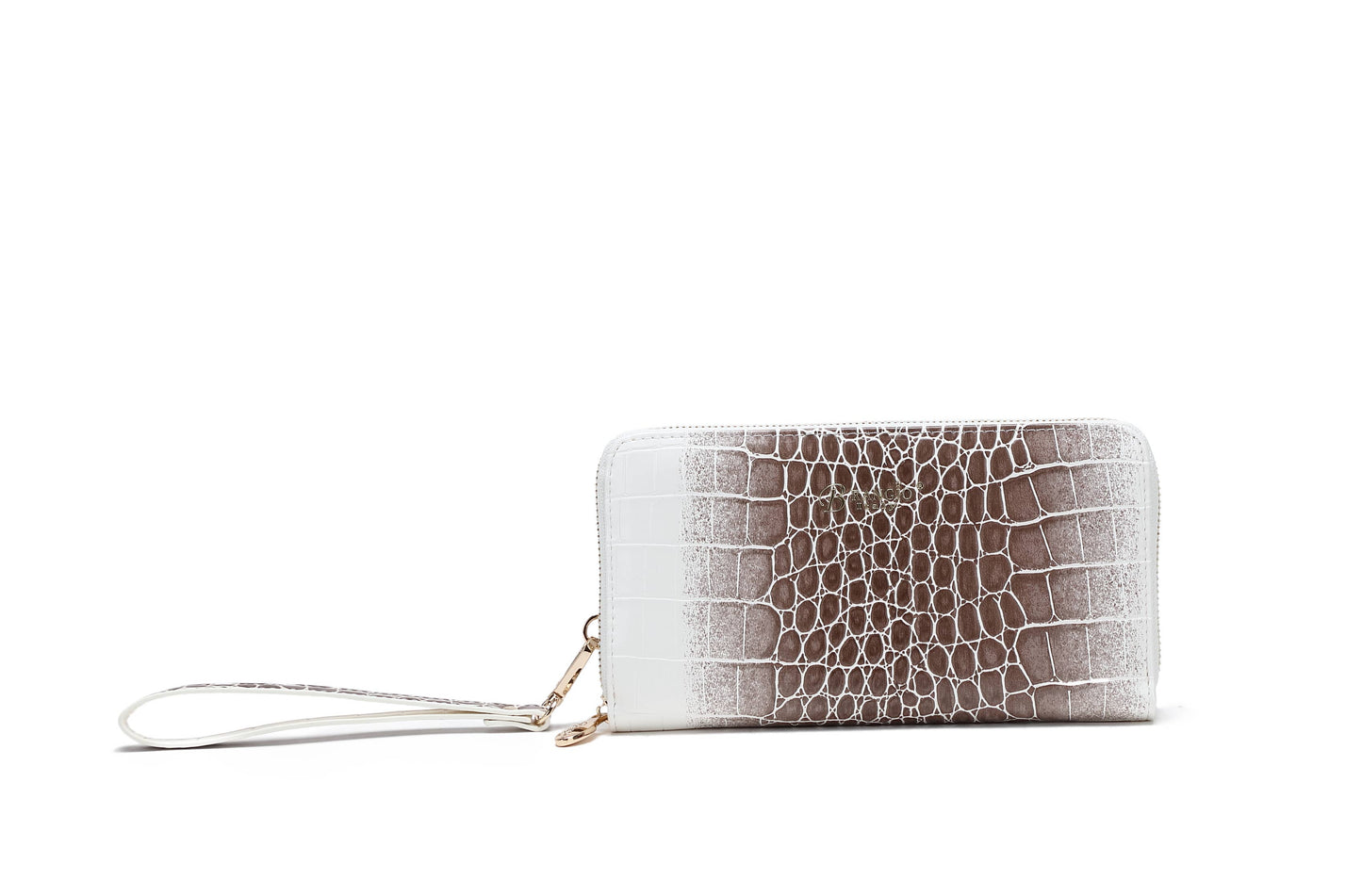 Brangio Italy Croc Luxe Zippered Around Wristlet Wallet