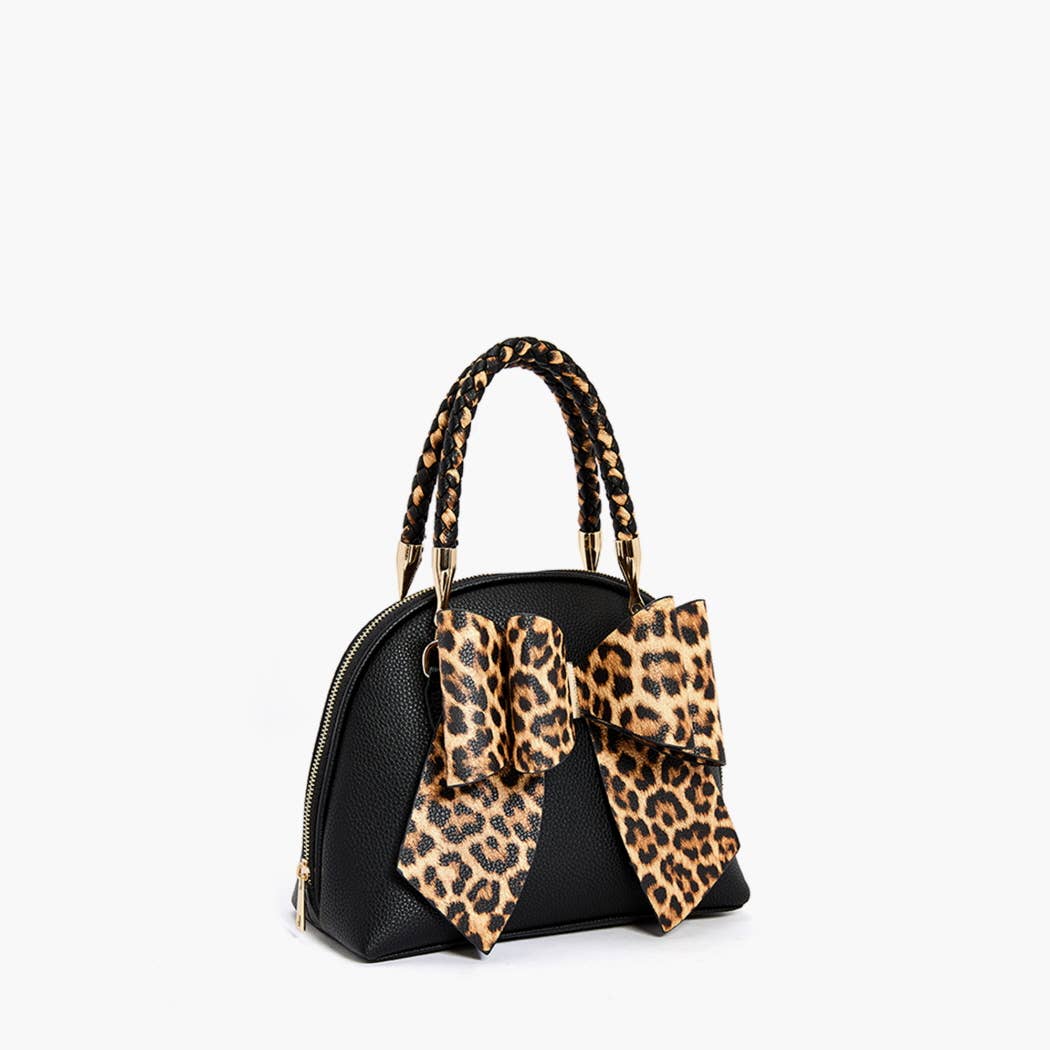 Leopard Top Handle Bow Bag – Fall Statement Gift