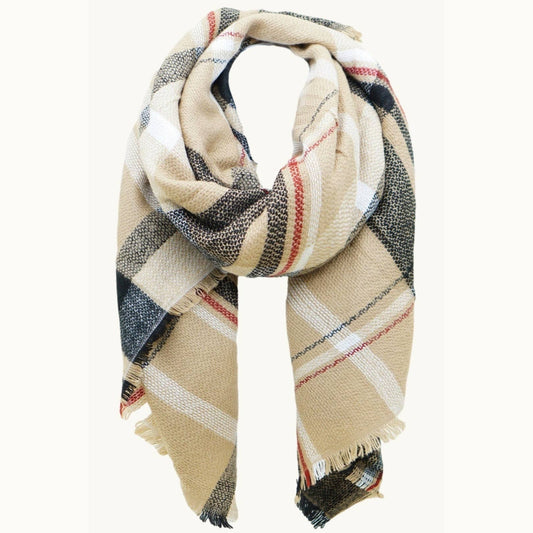 Plaid Blanket Scarf Camel