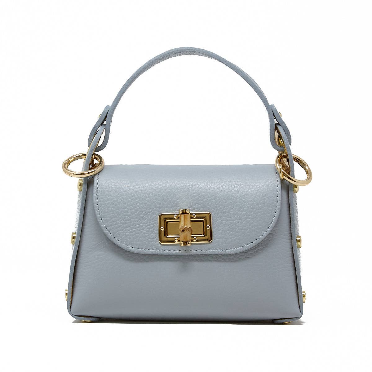 GF1075 GENUINE ITALIAN LEATHER  BAMBOO CLASP, CROSSBODY BAG