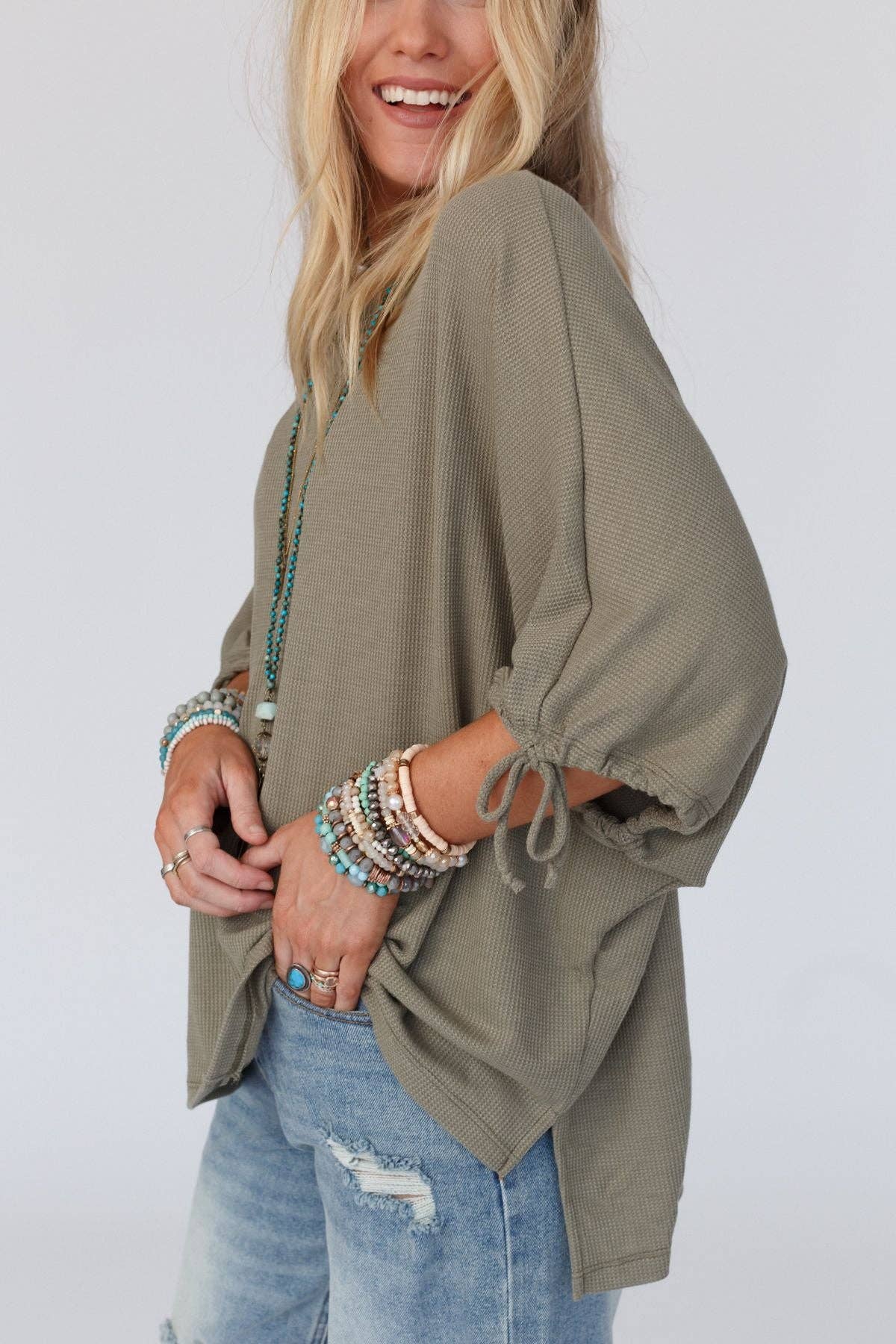 Puff Sleeve Tee - Olive