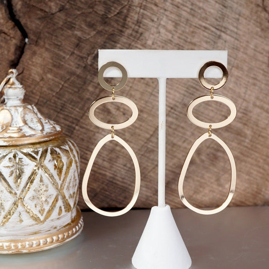 Abstract Hoop Statement Earrings – Gold Tone