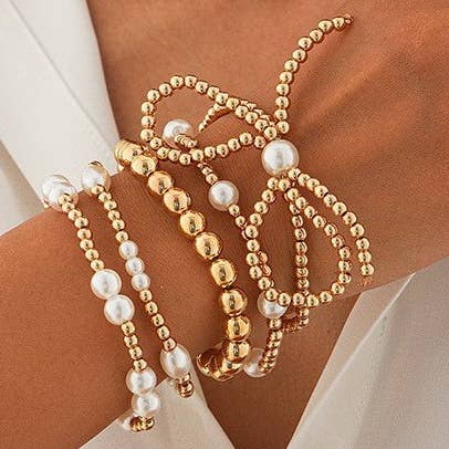 Gold Beaded Multi Bow Stack