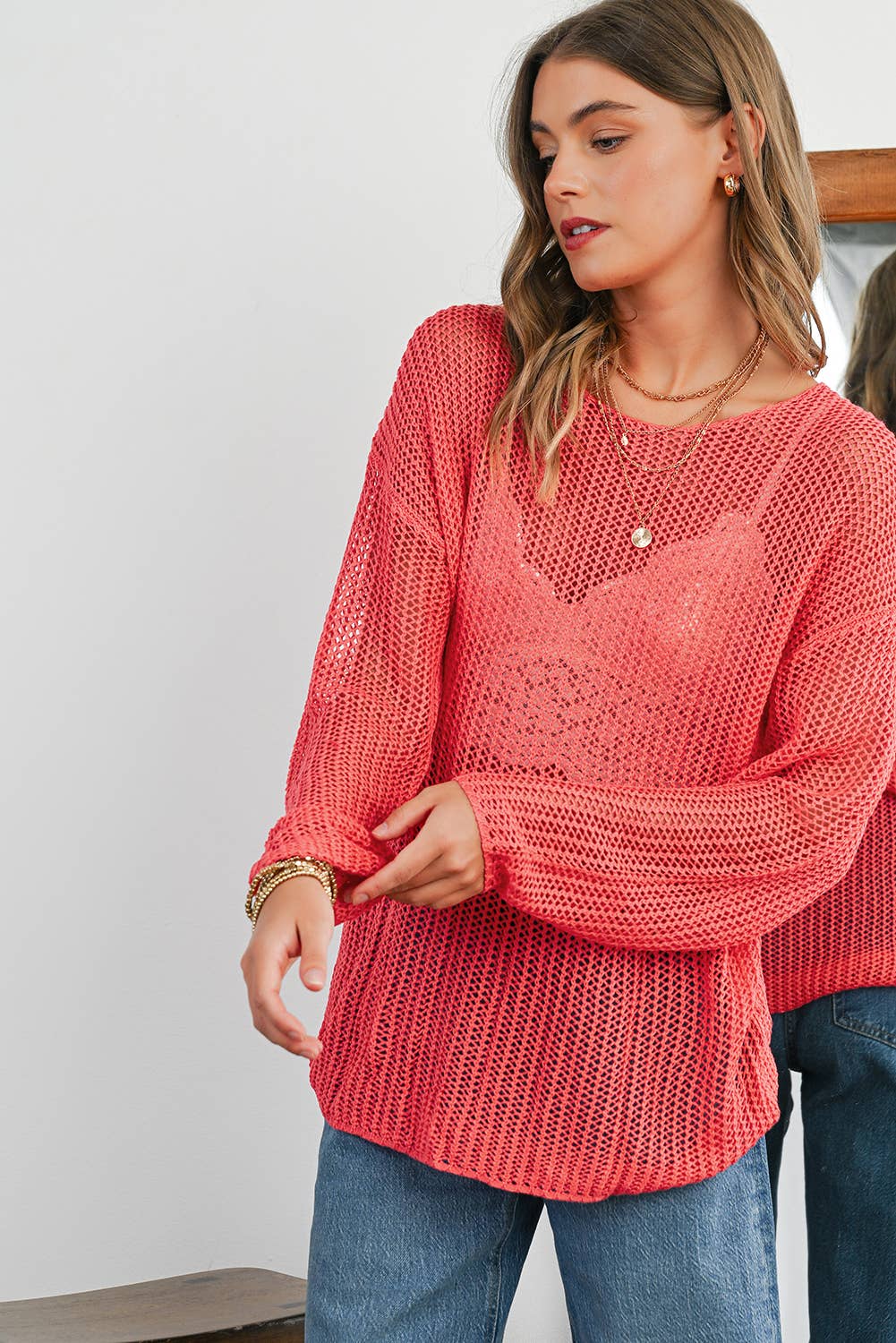 Crochet Hollow-Out Long Sleeve Sweater