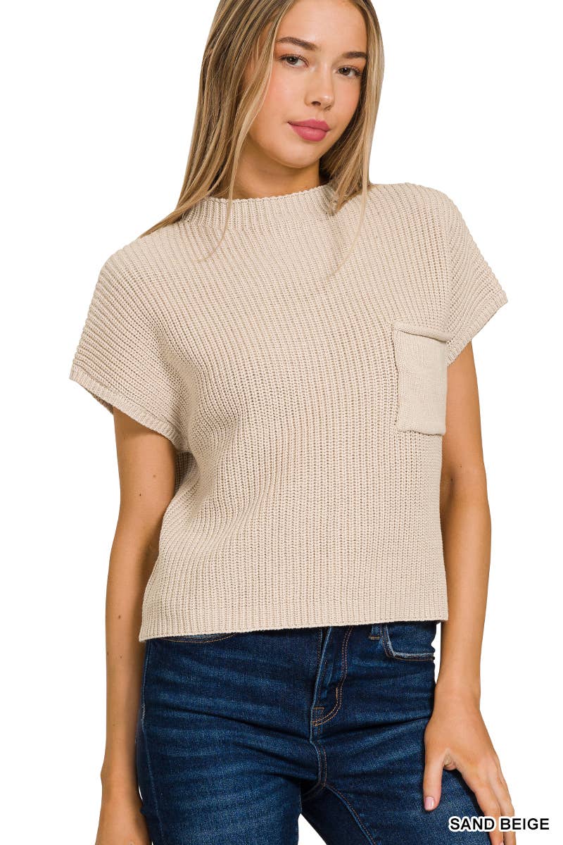 Pnk  Short Sleeve Crop Sweater