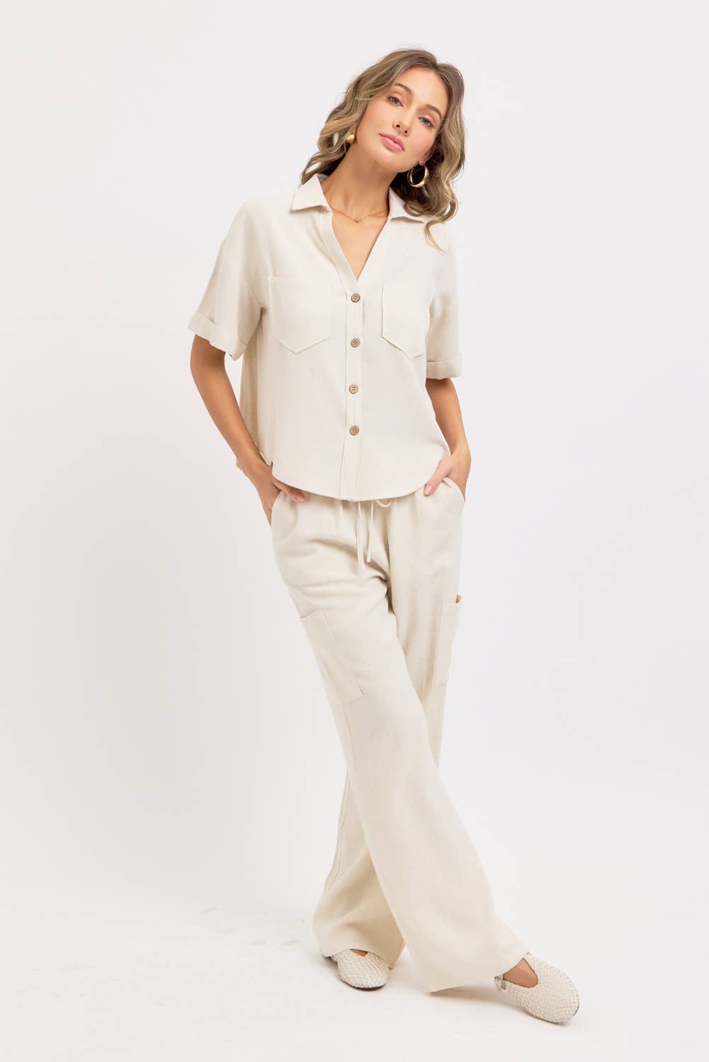 Linen Casual Button Top