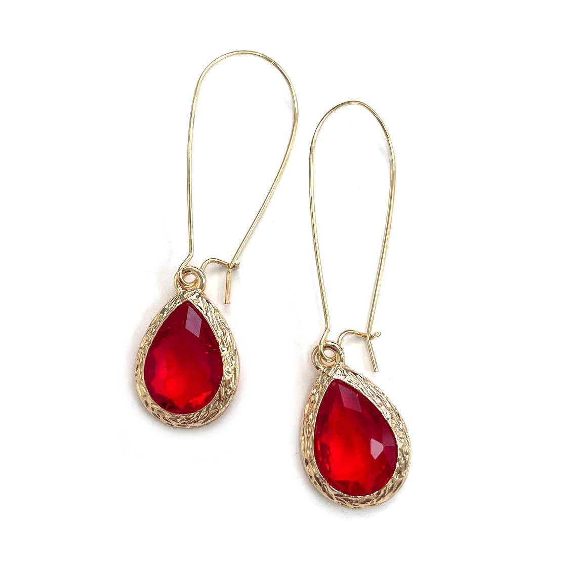 Teardrop Glass Crystal Bead with Kidney Wire Earrings