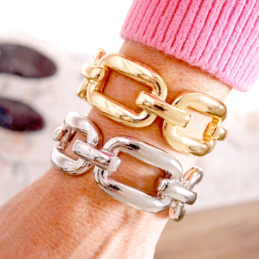 Chunky Chain Statement  Bangle Bracelet in gold