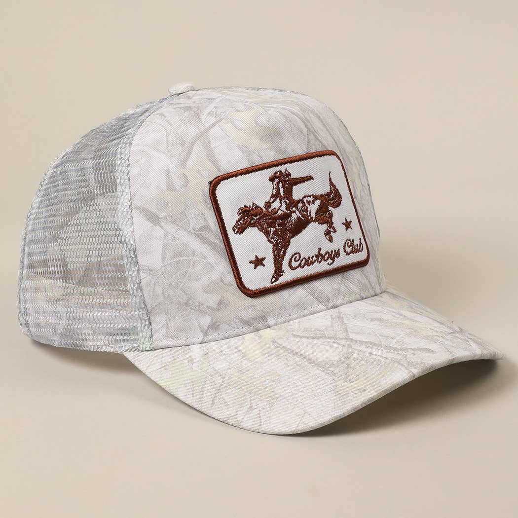 Cowboy and Horse Embroidery Patch Mesh Cap