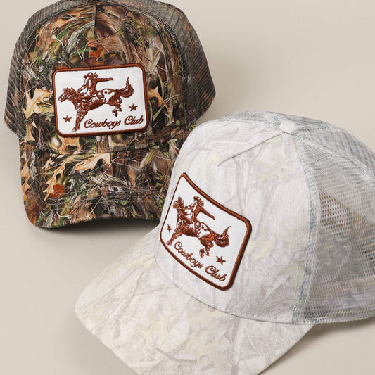 Cowboy and Horse Embroidery Patch Mesh Cap