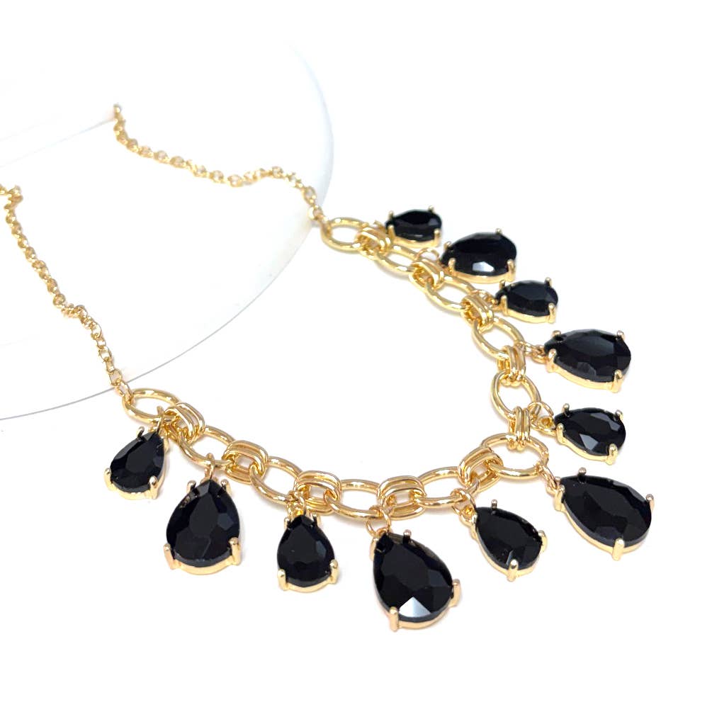 Sparkly Pink Teardrop Crystal Glass Charms Paparazzi Necklace