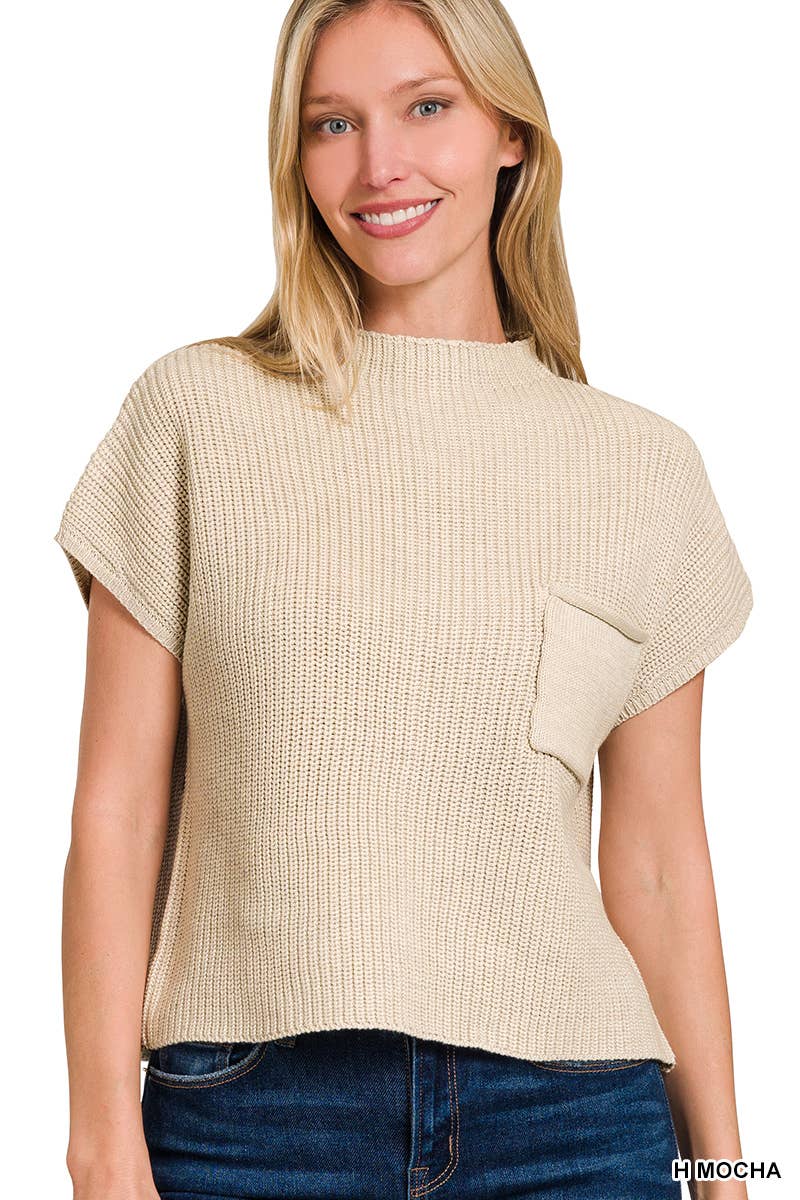 Pnk  Short Sleeve Crop Sweater