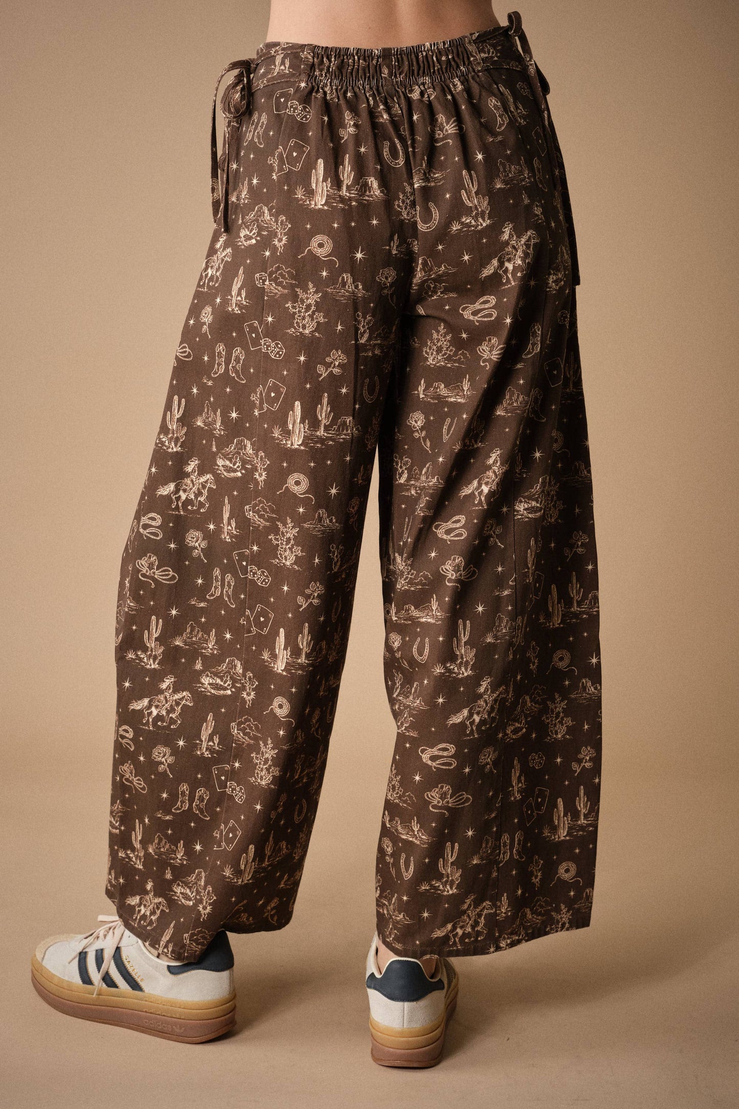 Western Side Tie Wide Leg Pants