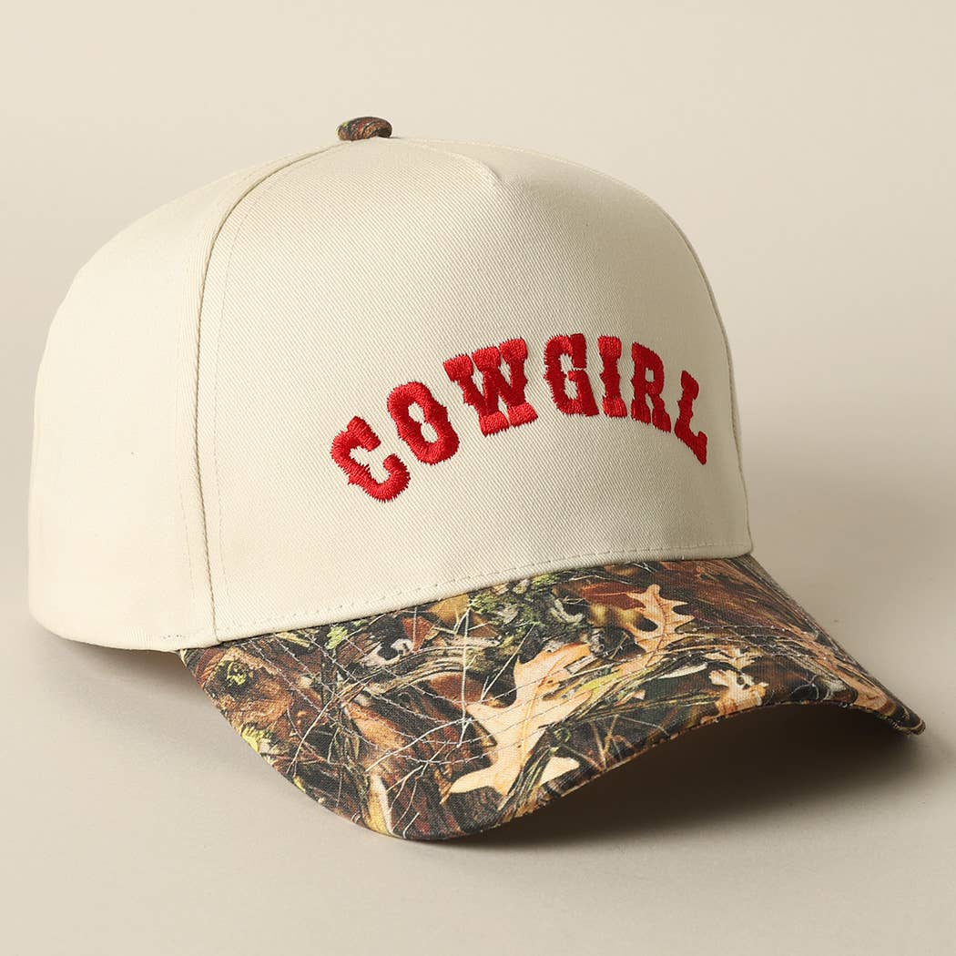 COWGIRL Lettering Embroidery Camo Cap