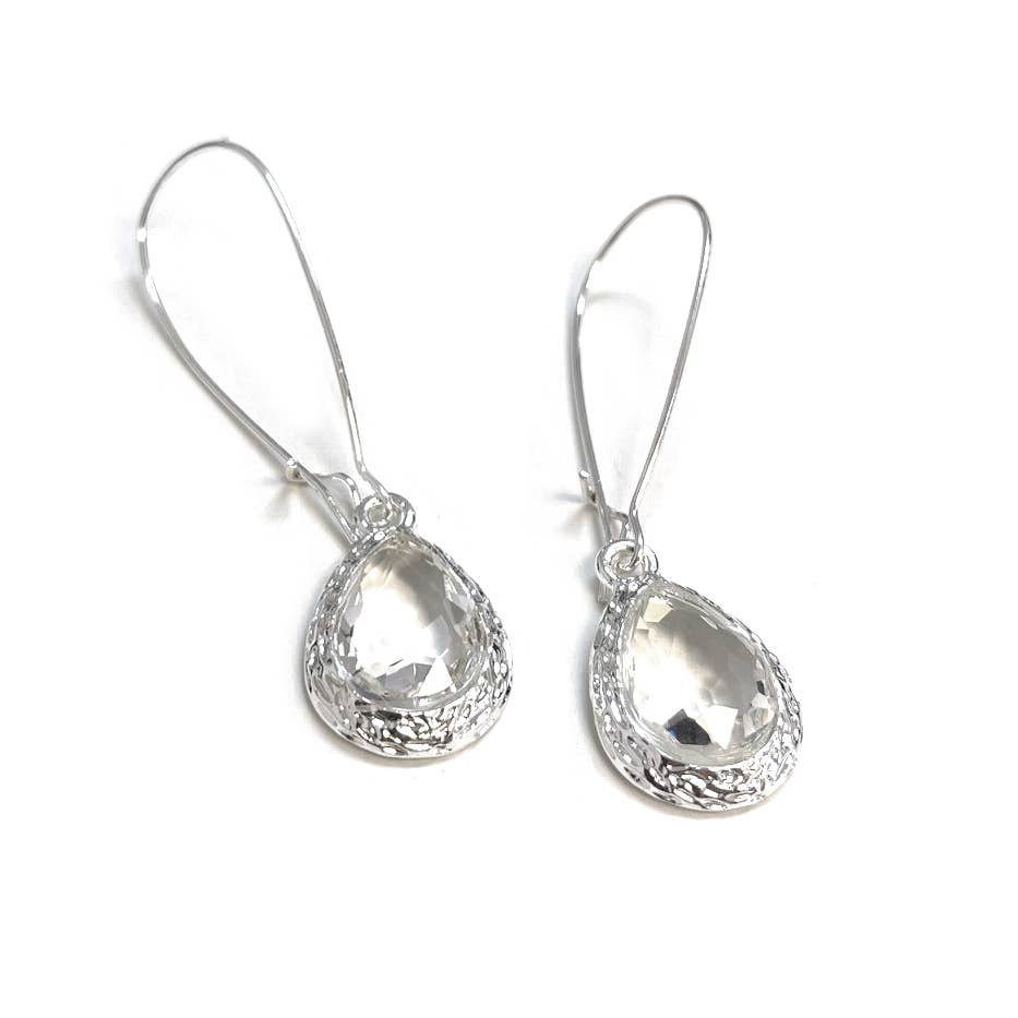 Teardrop Glass Crystal Bead with Kidney Wire Earrings