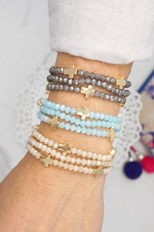 Mini Sideways Cross Bracelet stack Glass