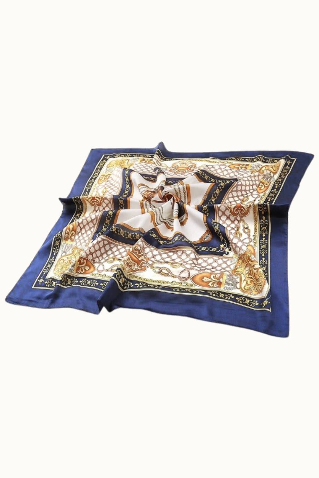 Satin Neckerchief Scarf Navy