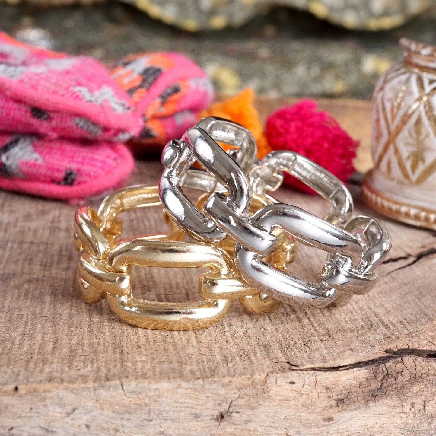 Chunky Chain Statement  Bangle Bracelet in gold