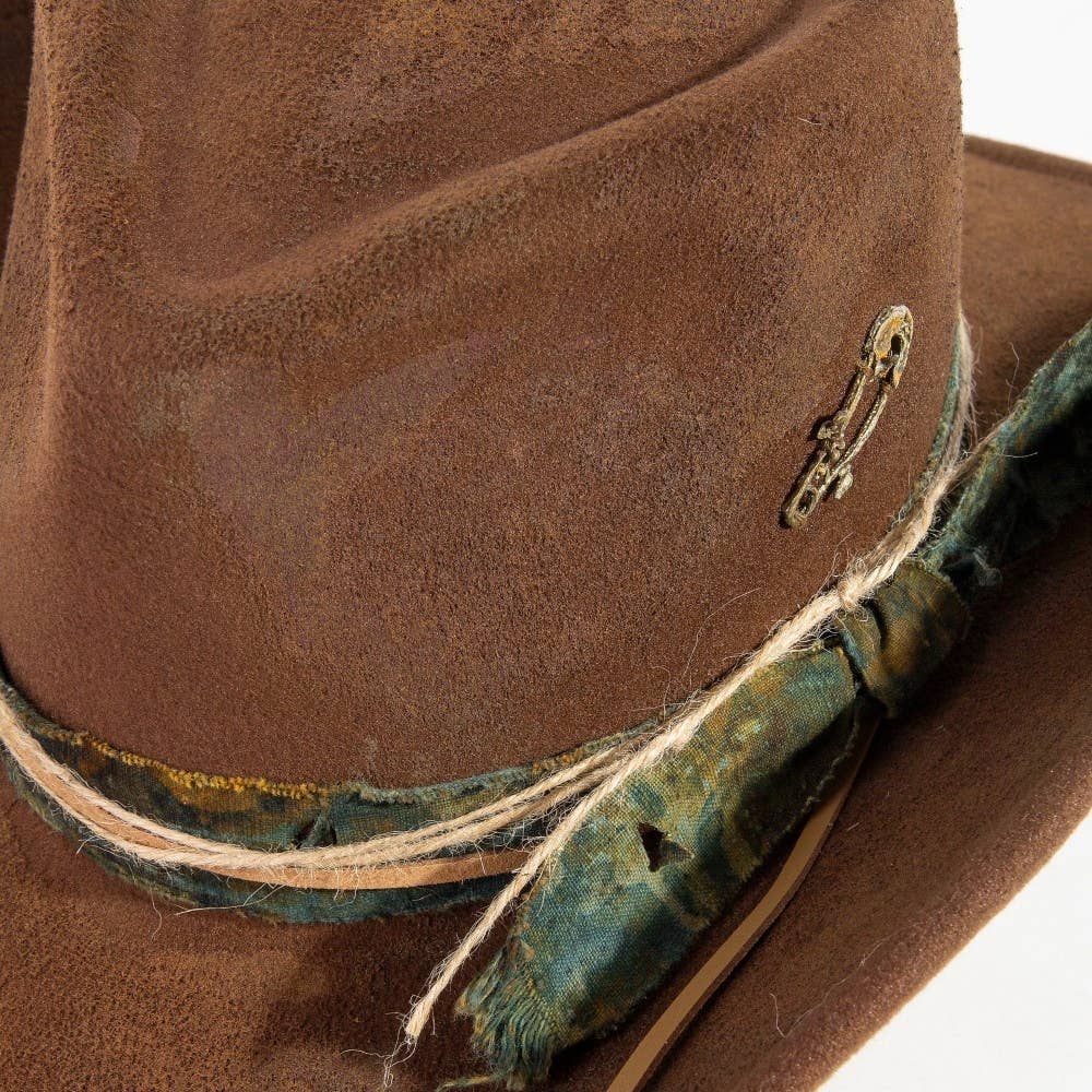 Vintage Safety Pin And Strap Western Hat