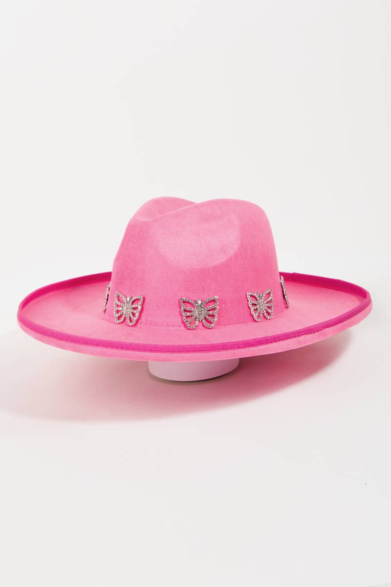 Pave Butterflies Fedora Hat