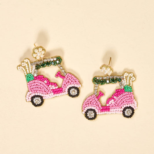 Golf Cart Beaded Earrings