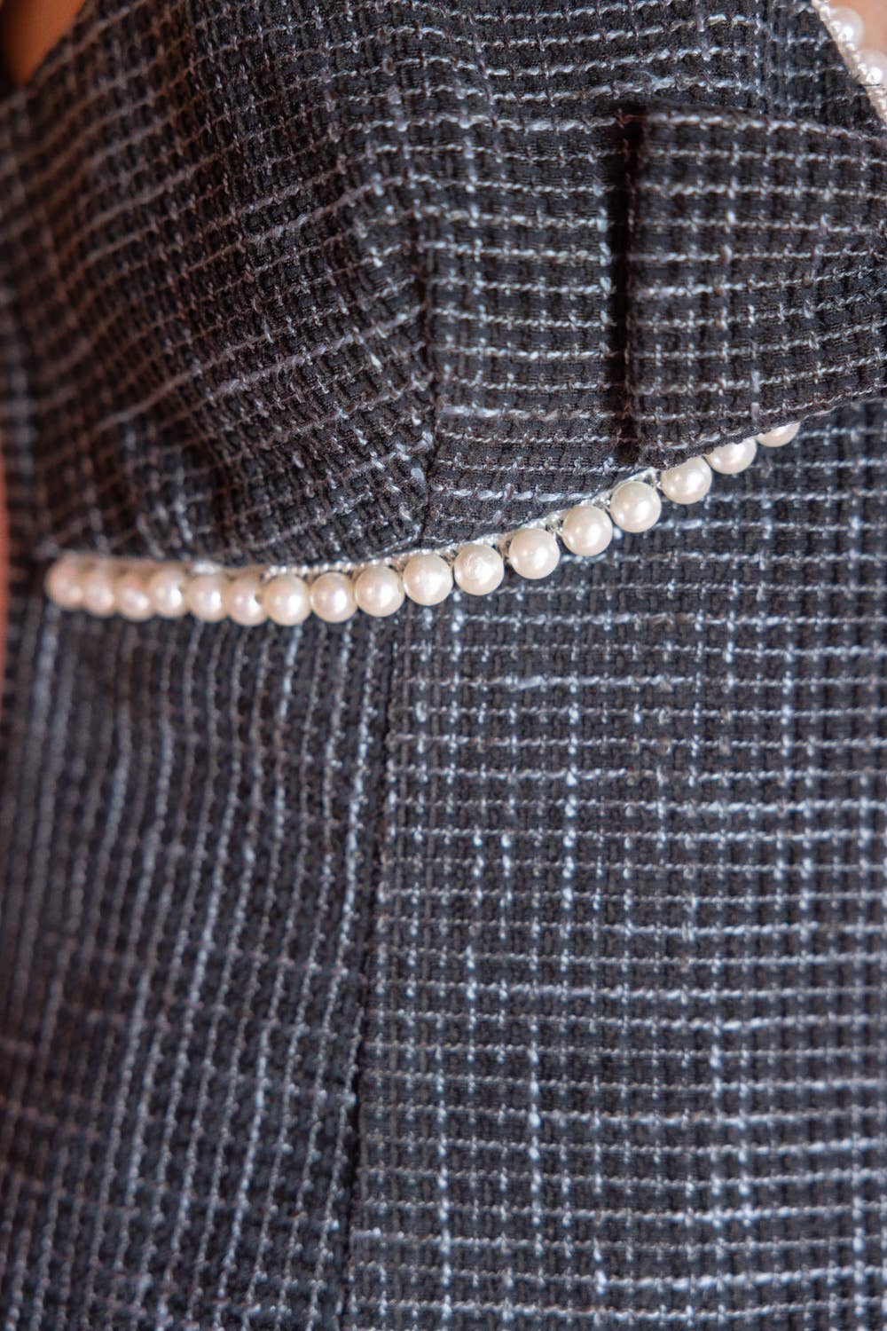 Pearl Detailed Bow Tweed Dress