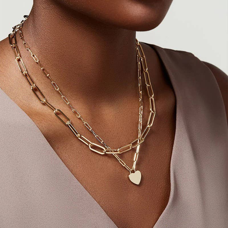 Dainty Heart Layered Gold Dipped Necklace