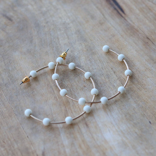 White + Gold Bead Hoop