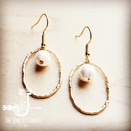 Gold Hoop with Pearl Dangle