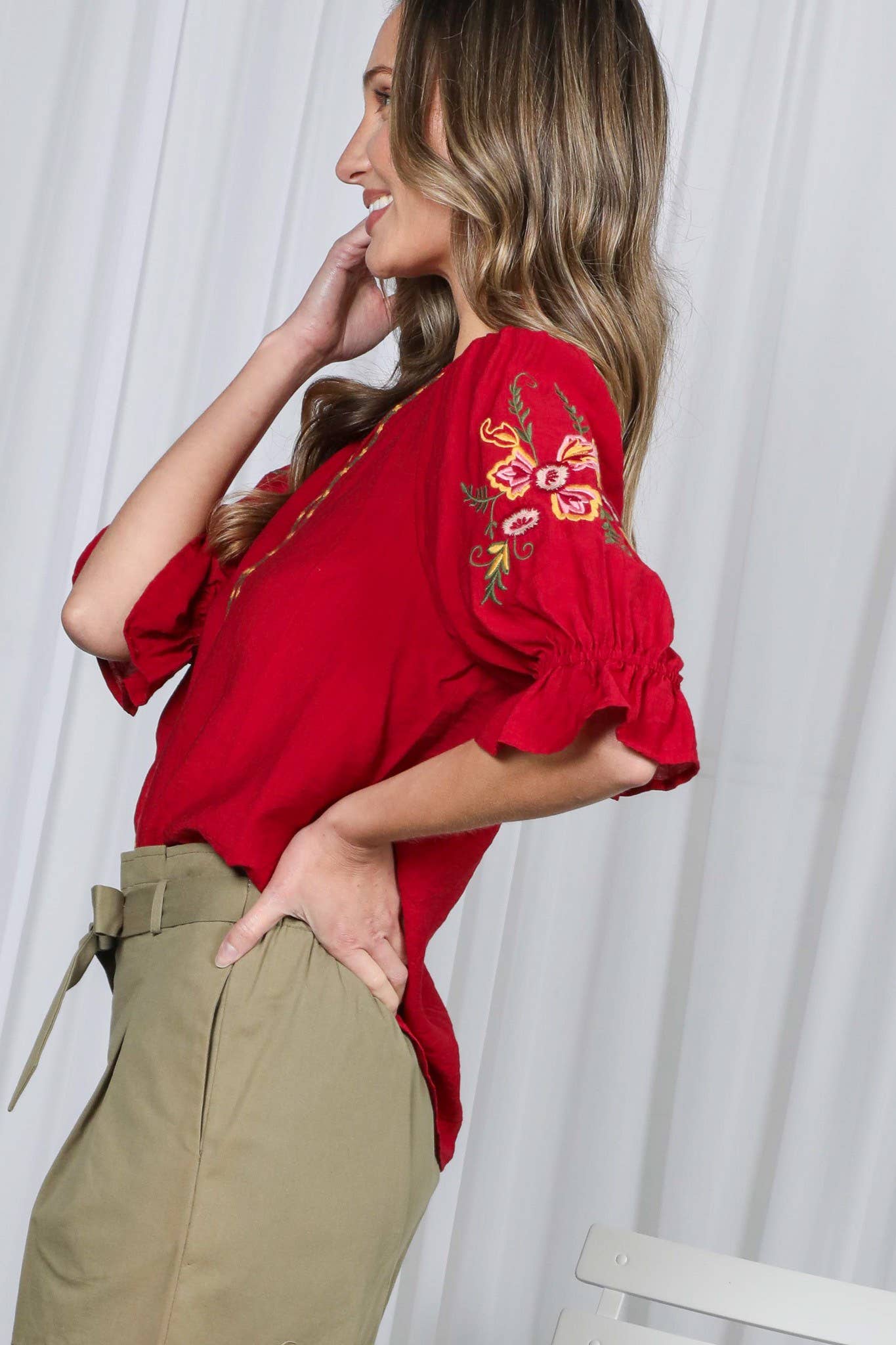 Bohemian Floral Embroidered Blouse