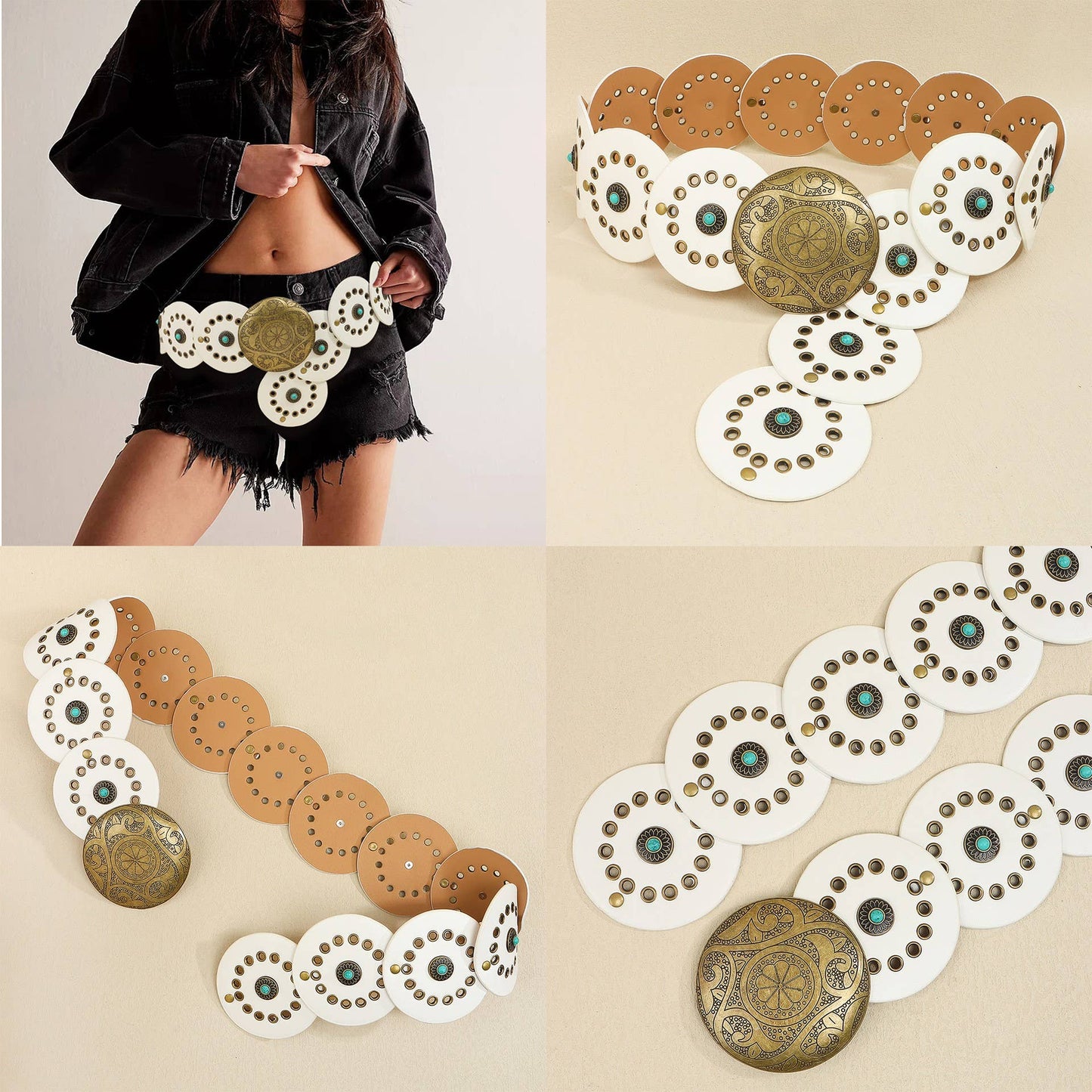 Studded Circular Western Belt
