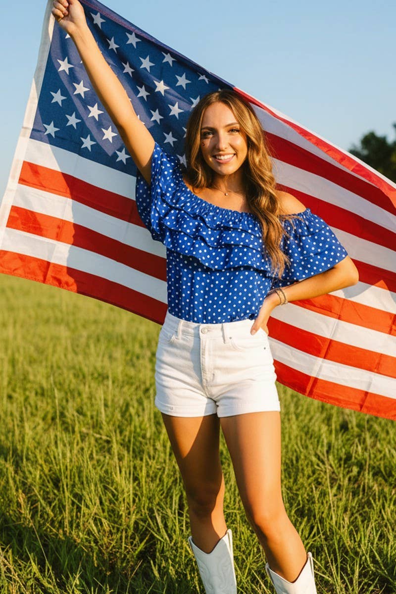 Polka Dot Layered Ruffle Embellished Top