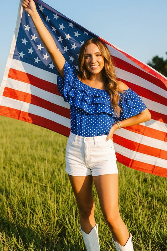 Polka Dot Layered Ruffle Embellished Top