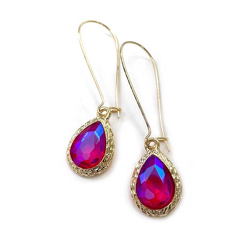 Teardrop Glass Crystal Bead with Kidney Wire Earrings