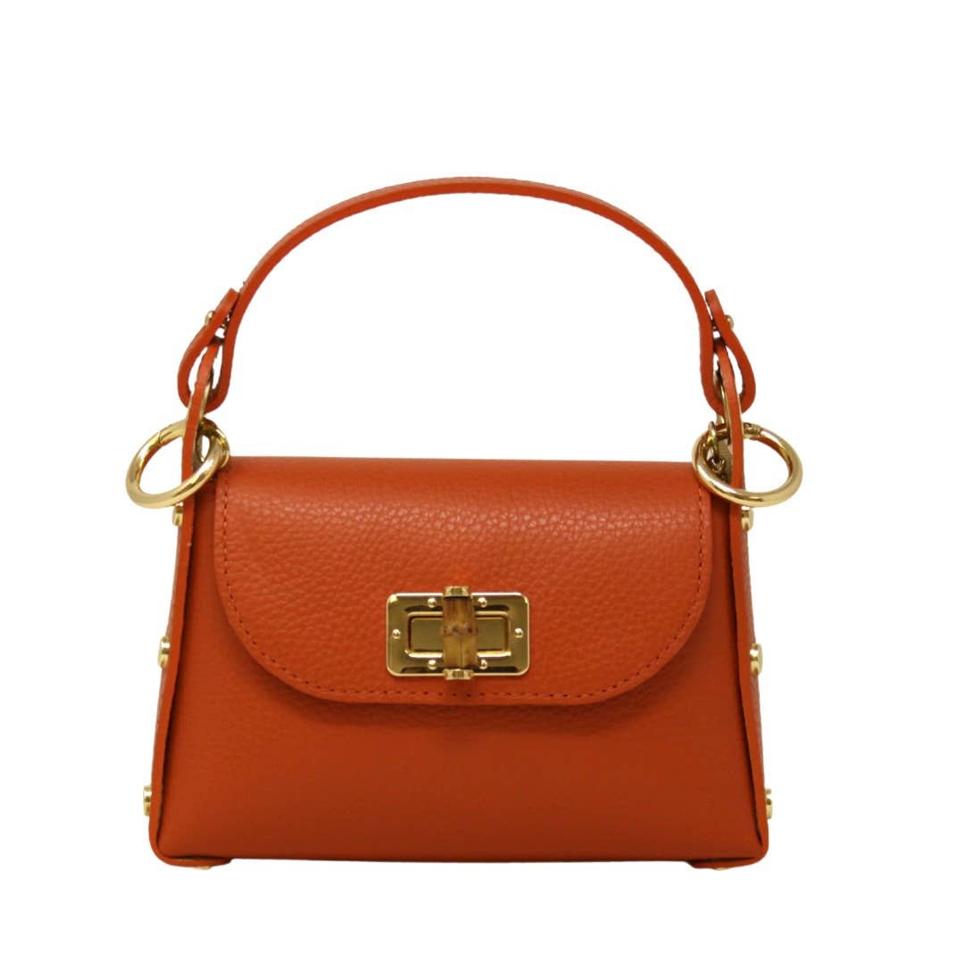 GF1075 GENUINE ITALIAN LEATHER  BAMBOO CLASP, CROSSBODY BAG