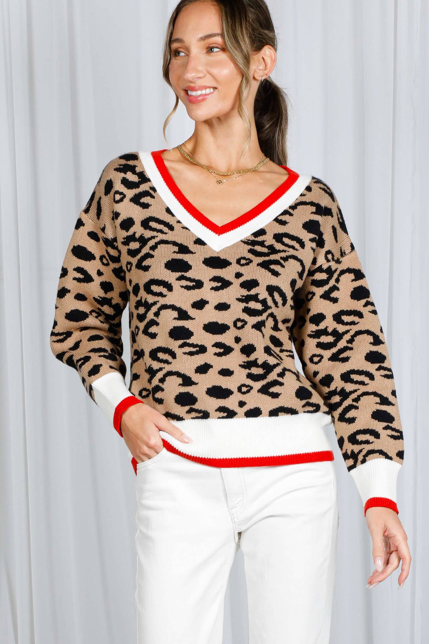 Leopard V-Neck Sweater