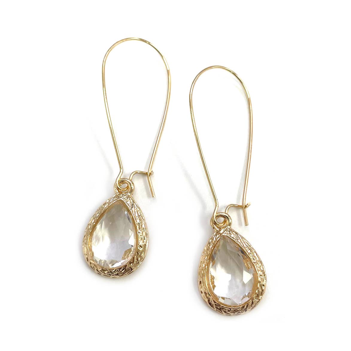 Teardrop Glass Crystal Bead with Kidney Wire Earrings